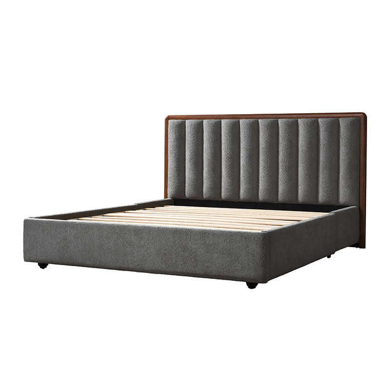 Modory Upholstered Bed Frame with Modular Headboard & Side Storage