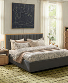 Modory Upholstered Bed Frame with Modular Headboard & Side Storage