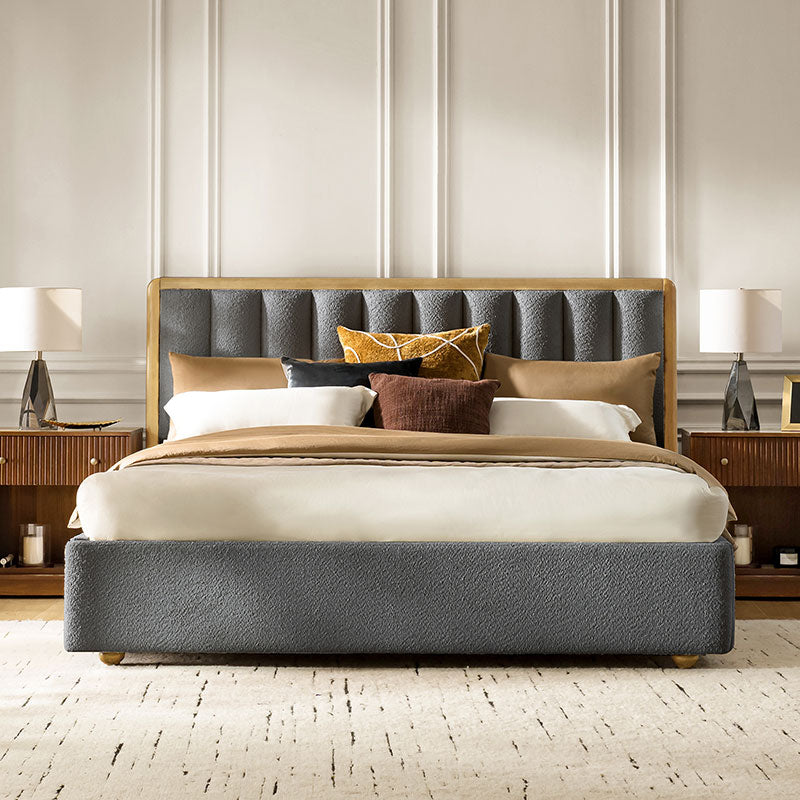 Modory Moro Upholstered Bed Frame with Modular Headboard & Side Storage