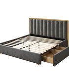 Modory Moro Upholstered Bed Frame with Modular Headboard & Side Storage