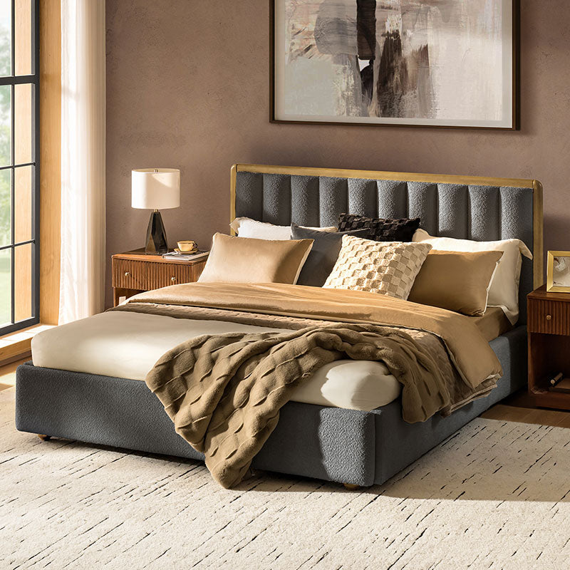 Modory Moro Upholstered Bed Frame with Modular Headboard & Side Storage