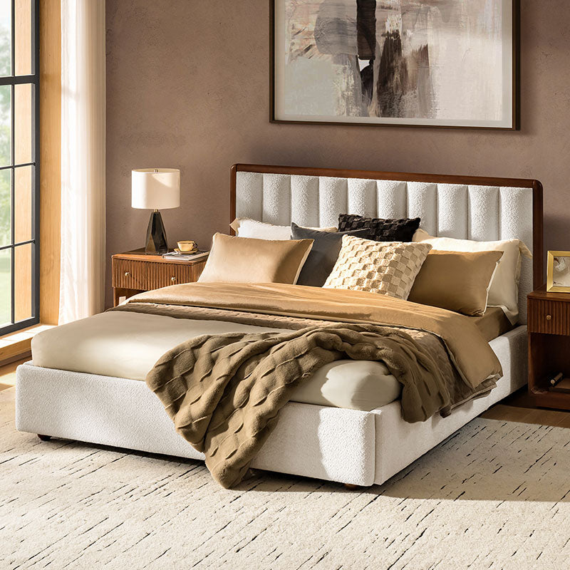 Modory Moro Upholstered Bed Frame with Modular Headboard & Side Storage