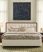Modory Upholstered Bed Frame with Modular Headboard & Side Storage