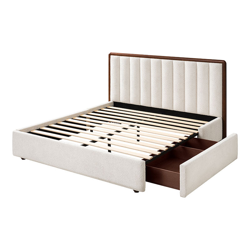 Modory Moro Upholstered Bed Frame with Modular Headboard & Side Storage