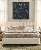 Modory Upholstered Bed Frame with Modular Headboard & Side Storage