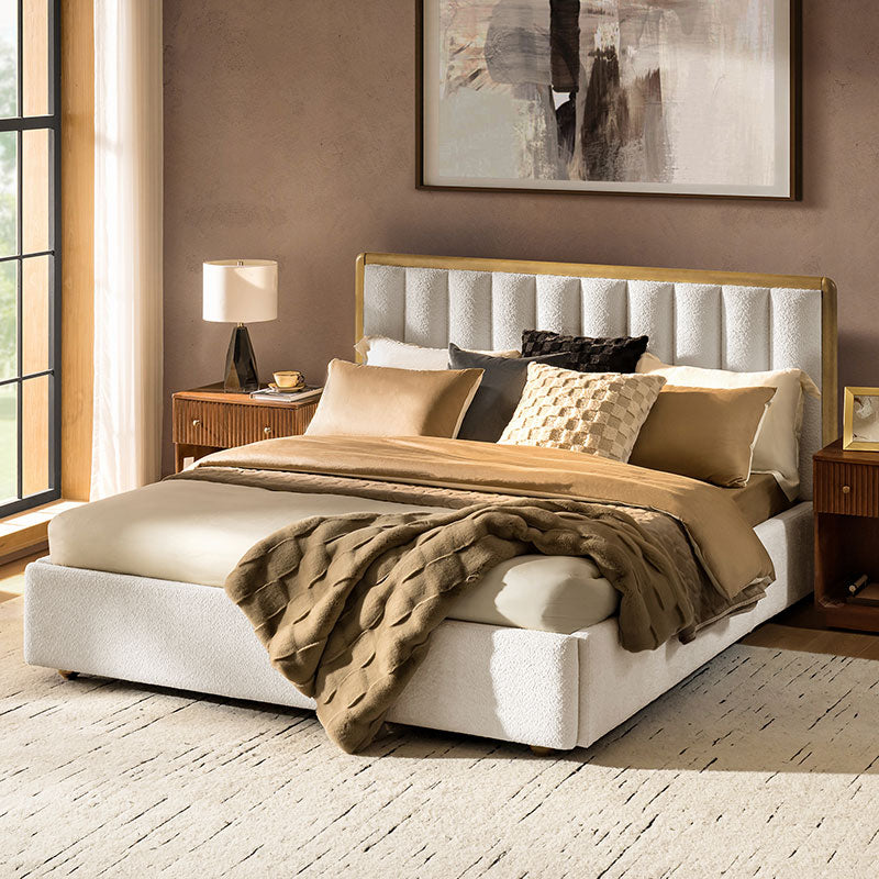 Modory Moro Upholstered Bed Frame with Modular Headboard & Side Storage