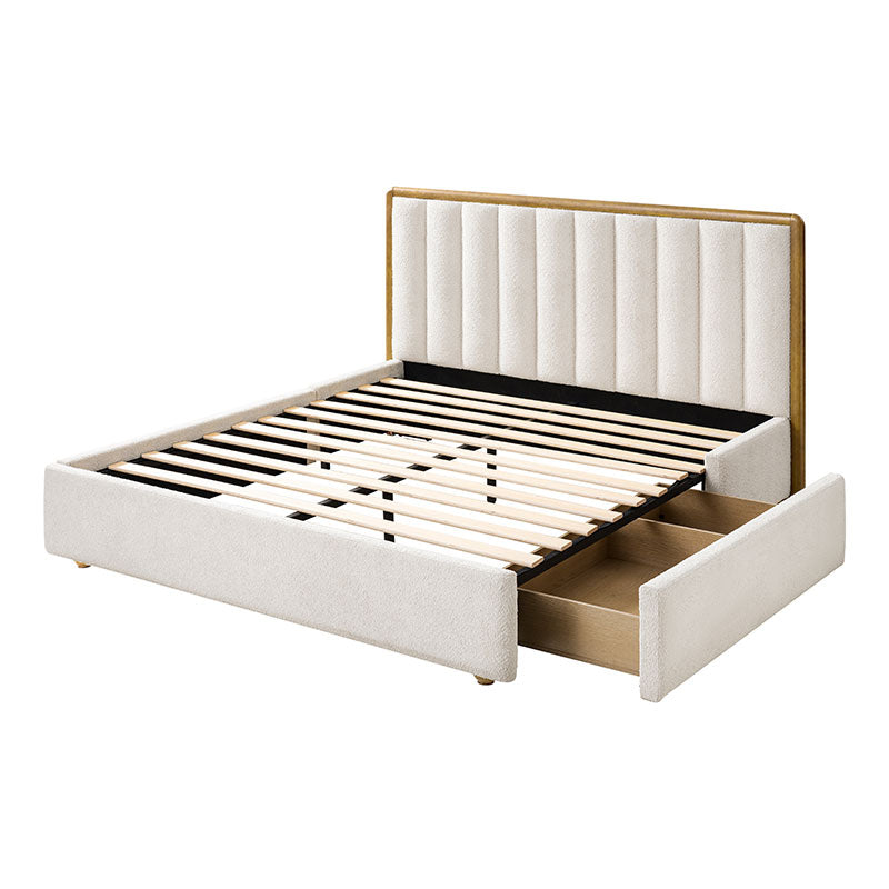 Modory Moro Upholstered Bed Frame with Modular Headboard & Side Storage