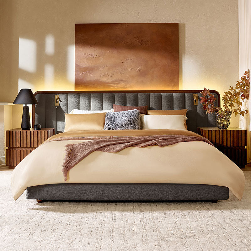 Modory Moro Upholstered Bed Frame with Modular Headboard & Side Storage