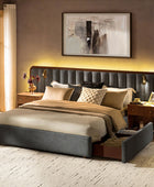 Modory Moro Upholstered Bed Frame with Modular Headboard & Side Storage