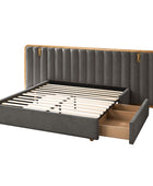 Modory Moro Upholstered Bed Frame with Modular Headboard & Side Storage
