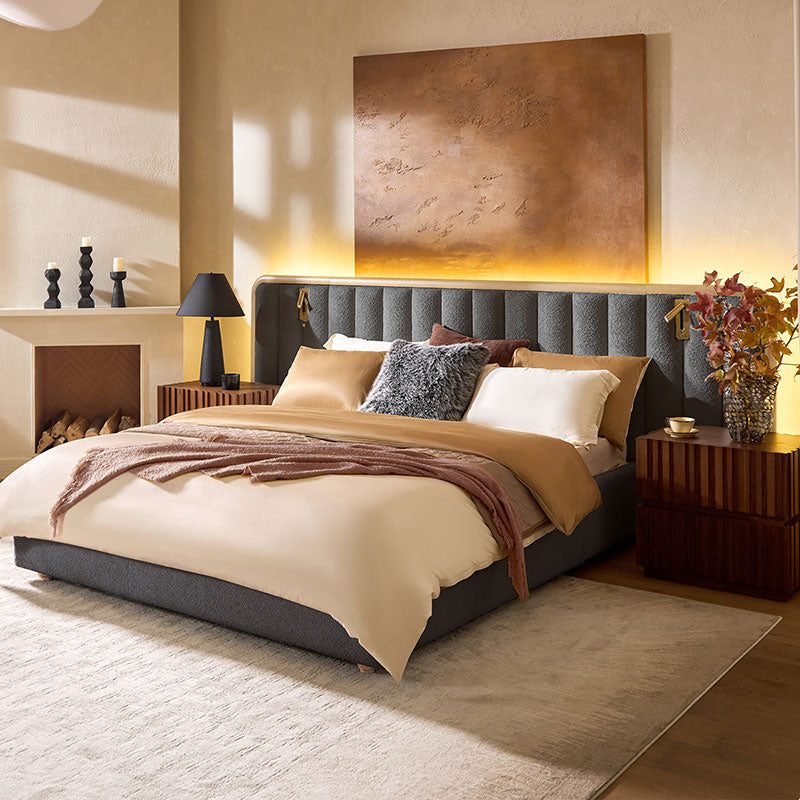 Modory Moro Upholstered Bed Frame with Modular Headboard & Side Storage