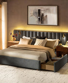 Modory Moro Upholstered Bed Frame with Modular Headboard & Side Storage