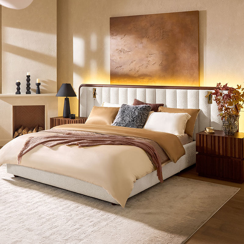 Modory Moro Upholstered Bed Frame with Modular Headboard & Side Storage