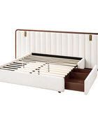 Modory Moro Upholstered Bed Frame with Modular Headboard & Side Storage