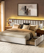 Modory Moro Upholstered Bed Frame with Modular Headboard & Side Storage