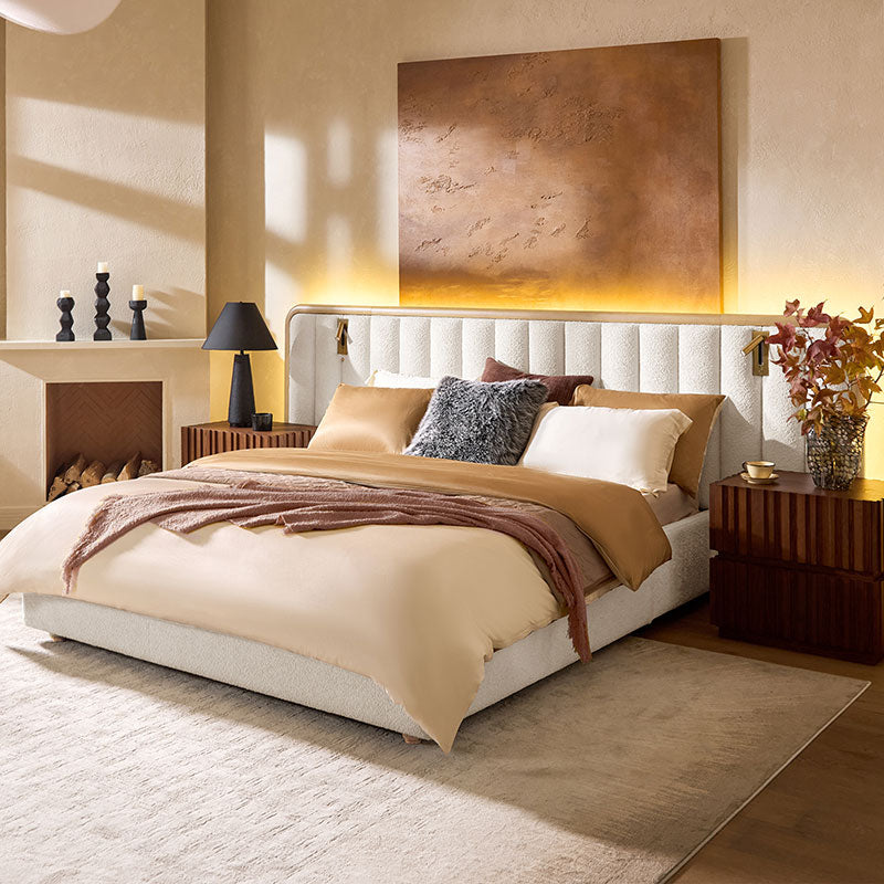 Modory Moro Upholstered Bed Frame with Modular Headboard & Side Storage