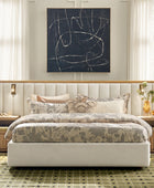Modory Upholstered Bed Frame with Modular Headboard & Side Storage