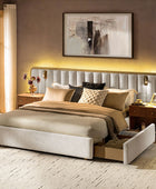 Modory Moro Upholstered Bed Frame with Modular Headboard & Side Storage