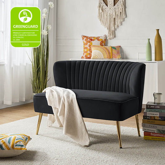 Velvet Mid-Century Modern Upholstered Loveseat