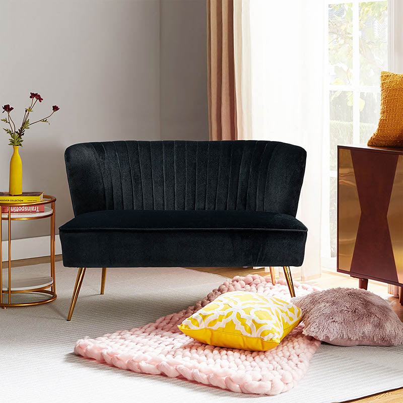 Velvet Mid-Century Modern Upholstered Loveseat