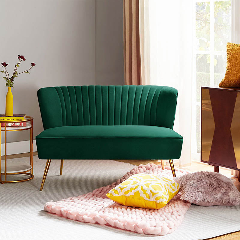 Velvet Mid-Century Modern Upholstered Loveseat