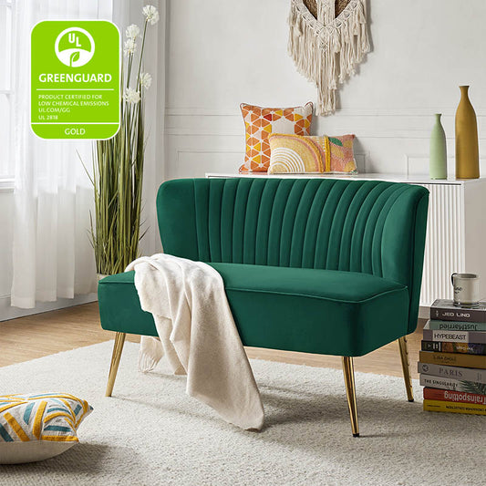 Velvet Mid-Century Modern Upholstered Loveseat