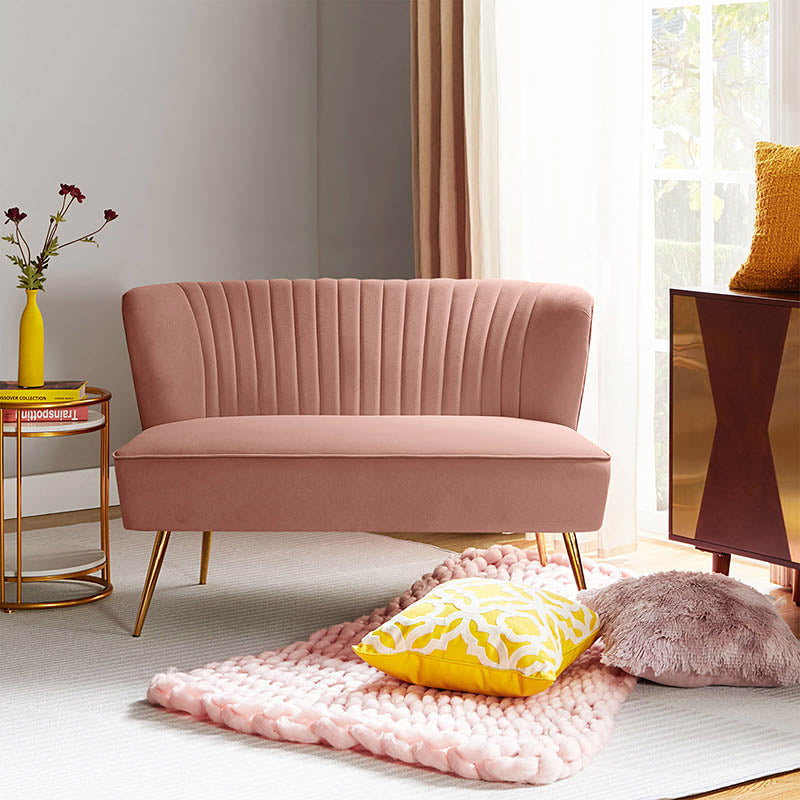 Velvet Mid-Century Modern Upholstered Loveseat