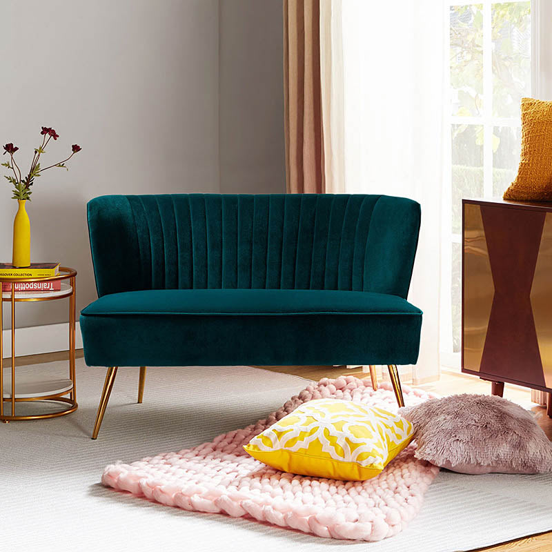 Velvet Mid-Century Modern Upholstered Loveseat