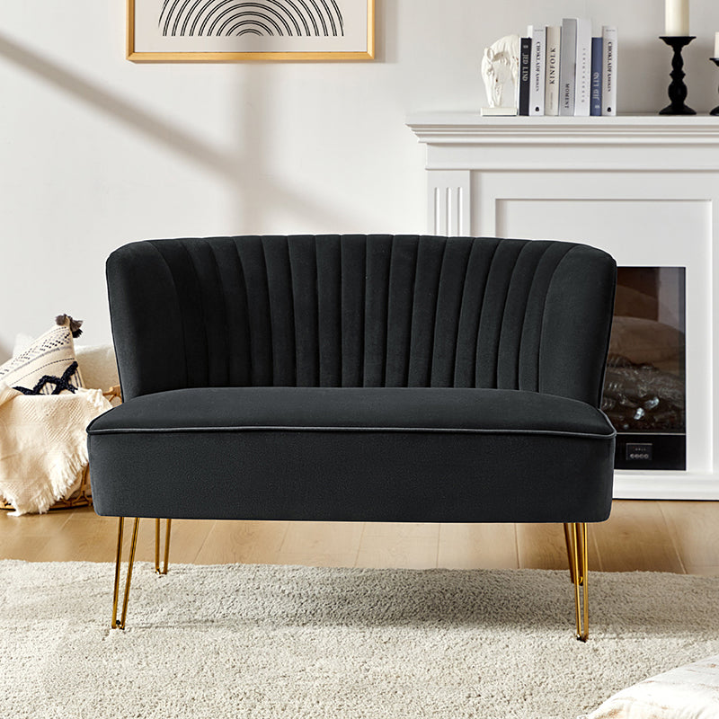 Velvet Mid-Century Modern Upholstered Loveseat with Hairpin Legs
