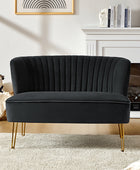 Velvet Mid-Century Modern Upholstered Loveseat with Hairpin Legs