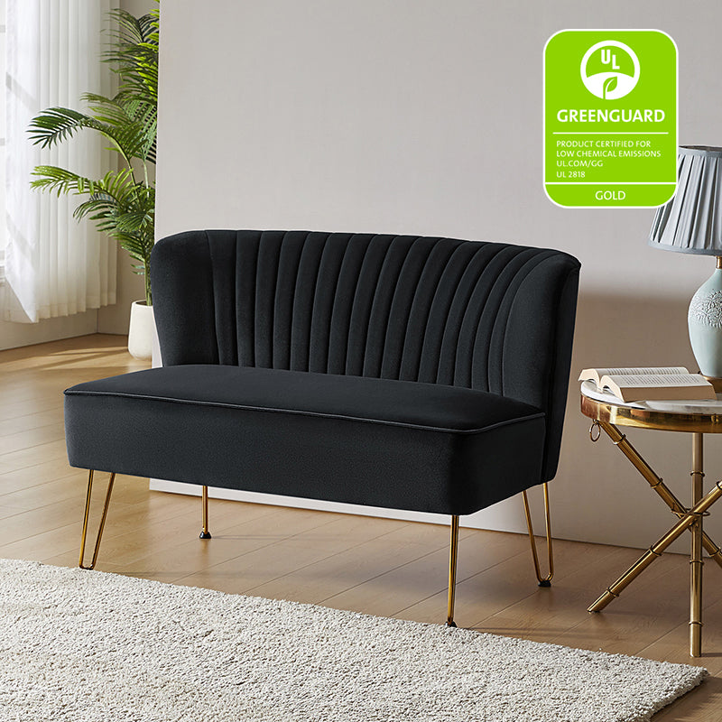 Velvet Mid-Century Modern Upholstered Loveseat with Hairpin Legs