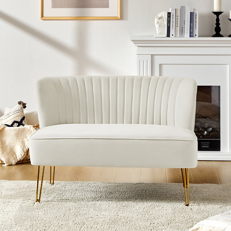 Velvet Mid-Century Modern Upholstered Loveseat with Hairpin Legs