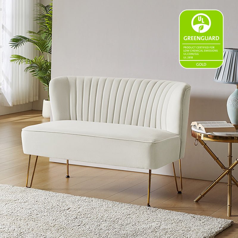 Velvet Mid-Century Modern Upholstered Loveseat with Hairpin Legs