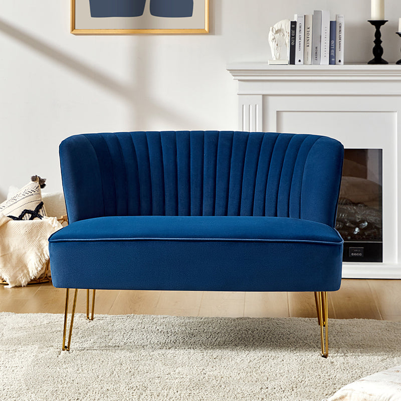 Velvet Mid-Century Modern Upholstered Loveseat with Hairpin Legs