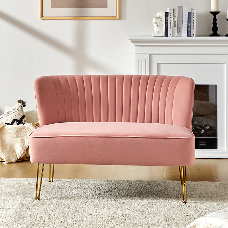 Velvet Mid-Century Modern Upholstered Loveseat with Hairpin Legs