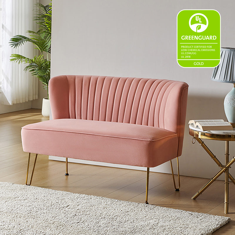 Velvet Mid-Century Modern Upholstered Loveseat with Hairpin Legs