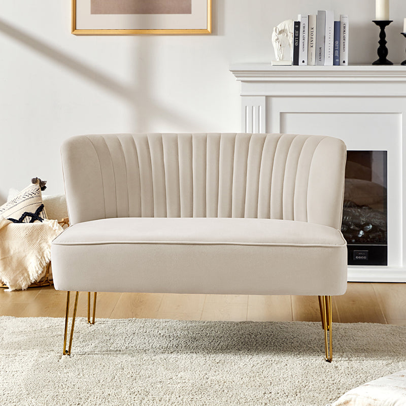 Velvet Mid-Century Modern Upholstered Loveseat with Hairpin Legs