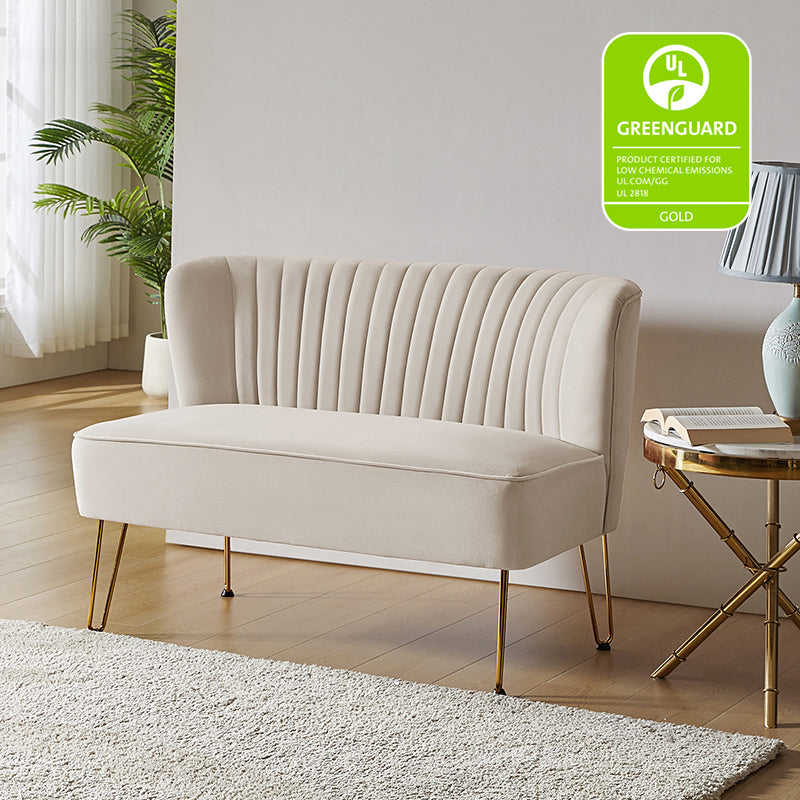 Velvet Mid-Century Modern Upholstered Loveseat with Hairpin Legs