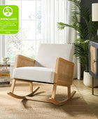 Velvet Rocking Armchair with Cane Arms