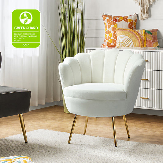 Velvet Scalloped Barrel Chair with Shell Shaped Back