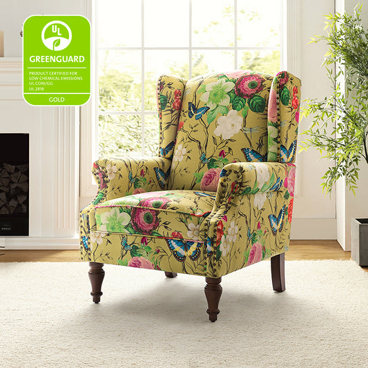 Wingback Armchair with Sturdy Spindle Legs