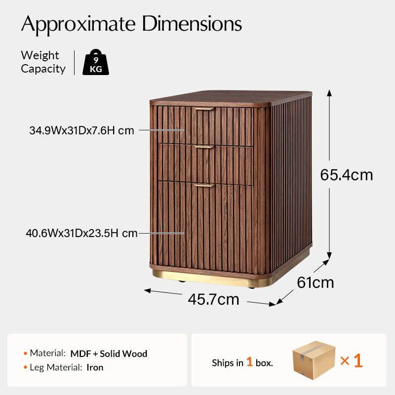 Mason Modern Fluted 3-Drawer Filing Cabinet