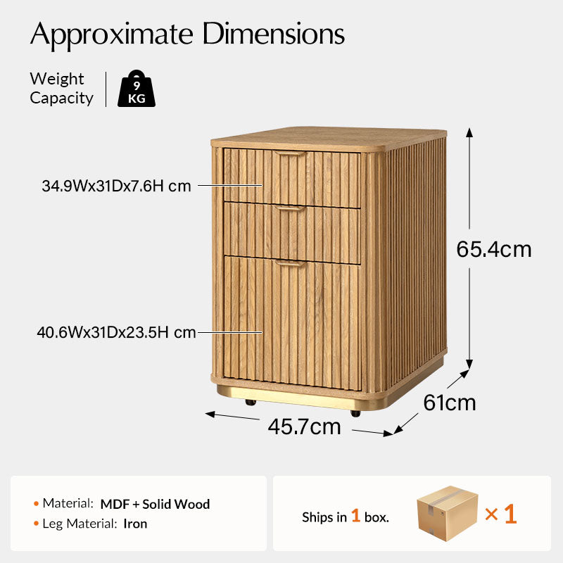 Mason Modern Fluted 3-Drawer Filing Cabinet
