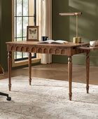 Theo Farmhouse 2-Drawer Office Desk with Charging & Tray