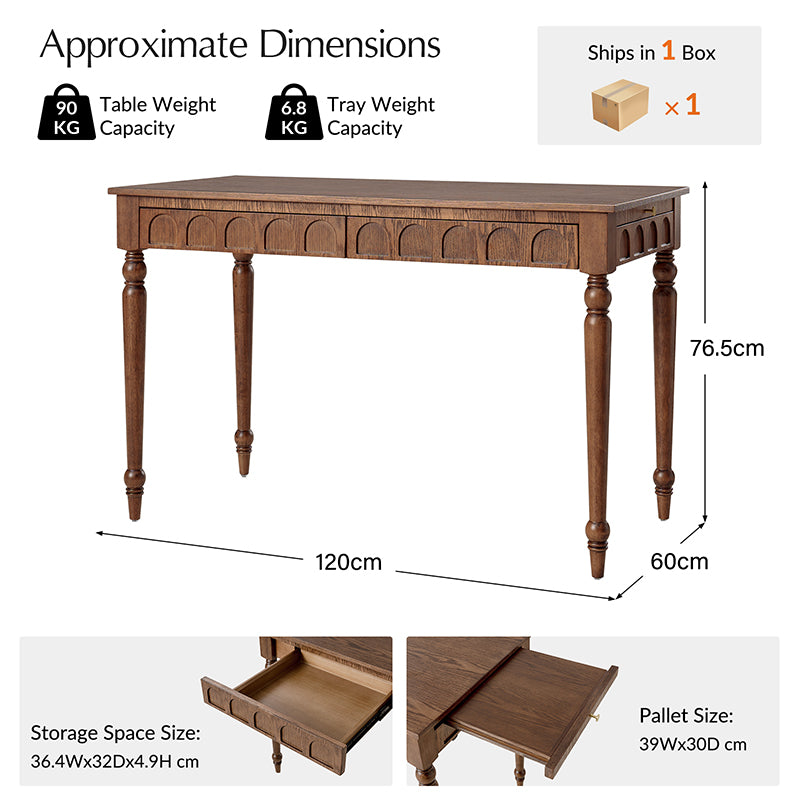 Theo Farmhouse 2-Drawer Office Desk with Charging & Tray