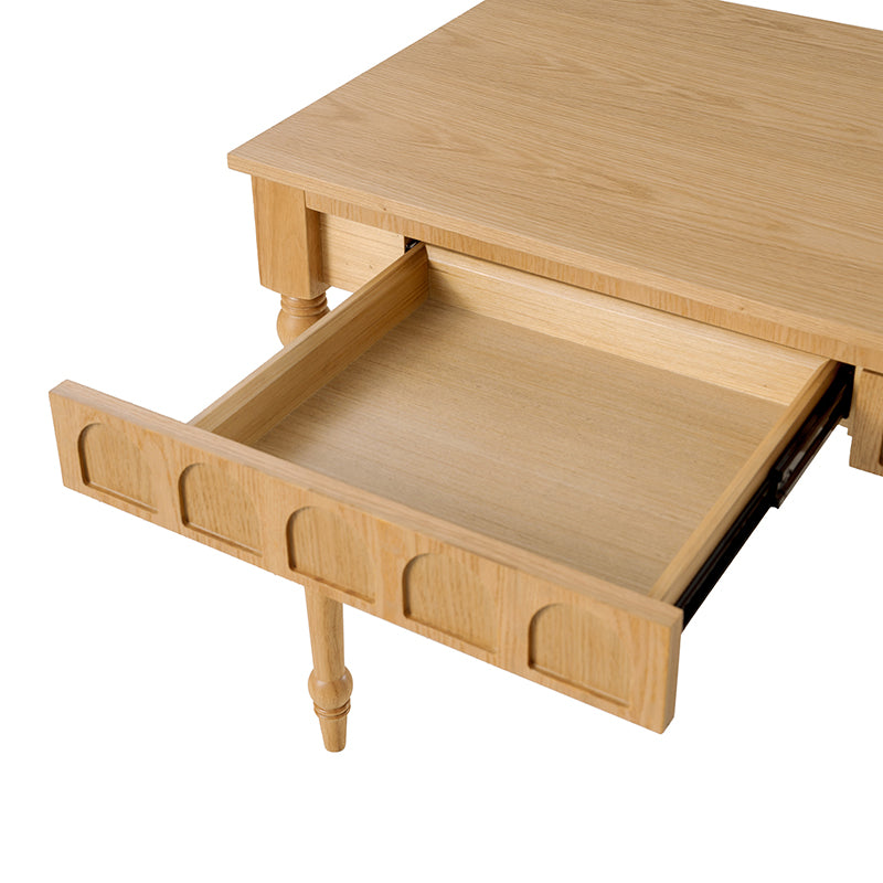 Theo Farmhouse 2-Drawer Office Desk with Charging & Tray