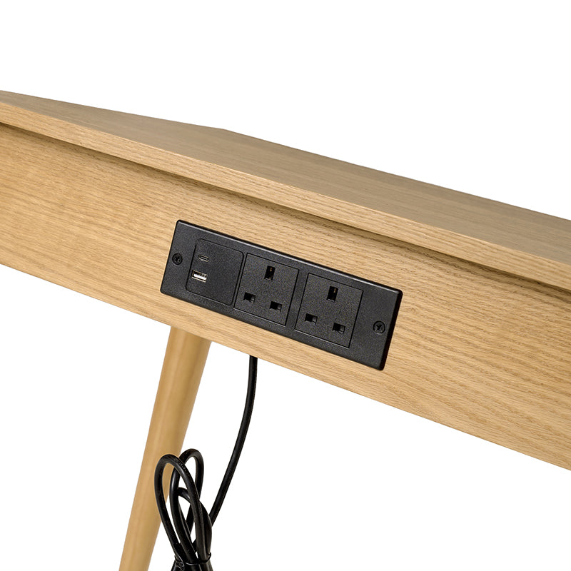 Theo Farmhouse 2-Drawer Office Desk with Charging & Tray