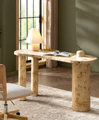 Isaac Modern Burl Wood Desk with Sculptural Curves