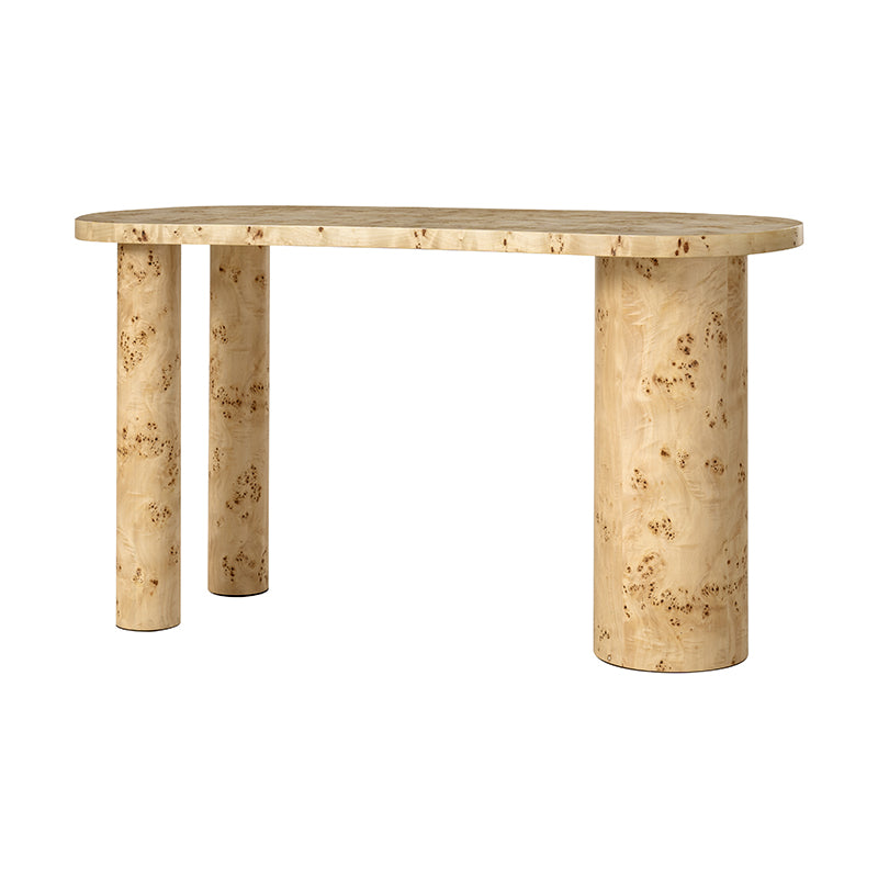 Isaac Modern Burl Wood Desk with Sculptural Curves