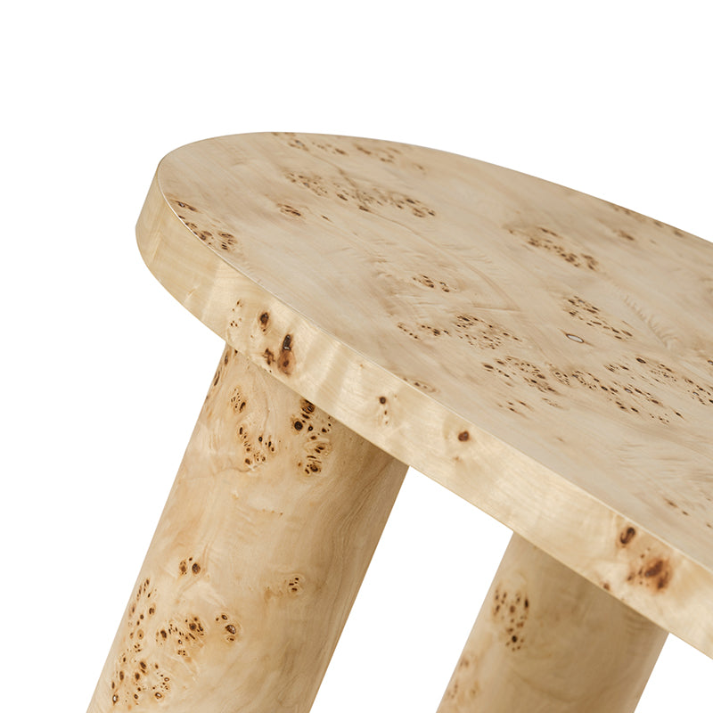 Isaac Modern Burl Wood Desk with Sculptural Curves